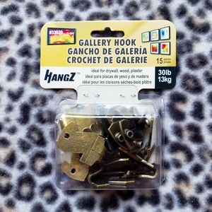 HangZ Gallery Hooks, 15 Pieces, 30 LB. Ideal for Drywall, Wood, Plaster,  NIP